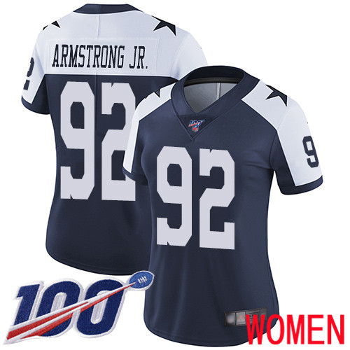 Women Dallas Cowboys Limited Navy Blue Dorance Armstrong Jr. Alternate 92 100th Season Vapor Untouchable Throwback NFL Jersey